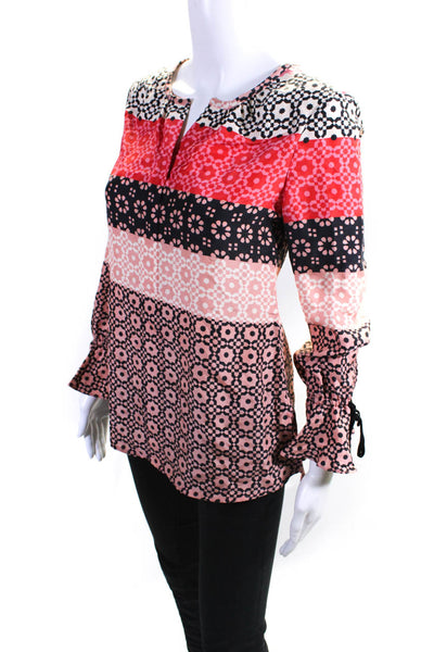 Derek Lam 10 Crosby Womens Silk Long Sleeve Color Block Blouse Top Pink SIze 0