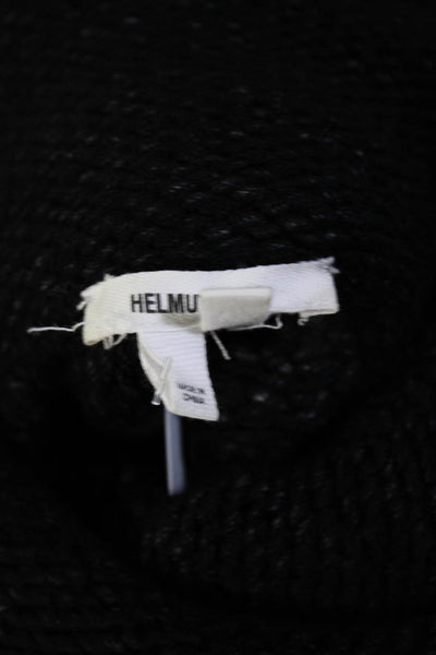 Helmut Lang Women's 3/4 Sleeve Wool Blend Turtleneck Sweater Black Size P
