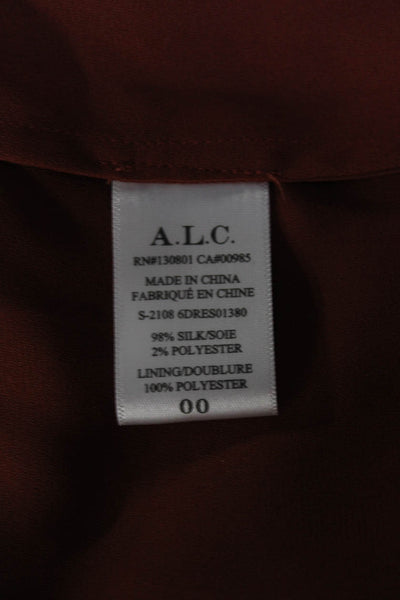 ALC Women's Silk Blend Long Sleeve Printed A Line Mini Dress Multicolor Size 00