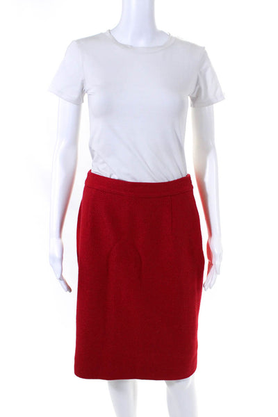 RED Valentino Womens Textured Pleated Knee Length Lined Pencil Skirt Red Size 4