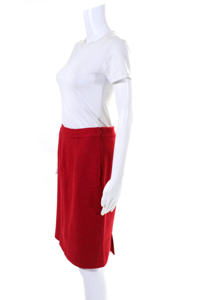 RED Valentino Womens Textured Pleated Knee Length Lined Pencil Skirt Red Size 4