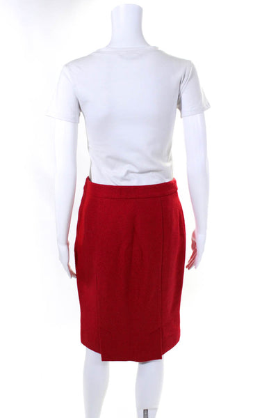 RED Valentino Womens Textured Pleated Knee Length Lined Pencil Skirt Red Size 4