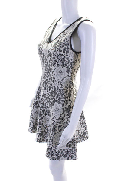 Club Monaco Womens Battenberg Lace Floral Zipped Fit & Flare Dress White Size 00