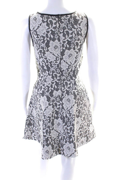 Club Monaco Womens Battenberg Lace Floral Zipped Fit & Flare Dress White Size 00