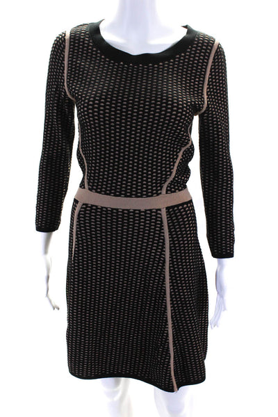 Club Monaco Womens Long Sleeve Layered Spotted Fit & Flare Dress Black Size S