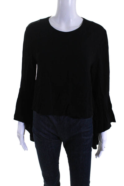 & Other Stories Womens Back Button Layered Bell Long Sleeve Blouse Black Size 10