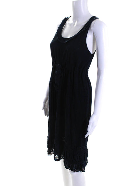 BCBG Max Azria Womens Textured Stripe Sleeveless Layere A-Line Dress Navy Size S