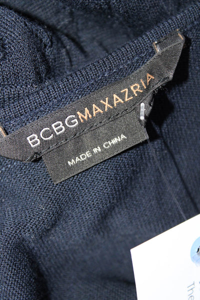 BCBG Max Azria Womens Textured Stripe Sleeveless Layere A-Line Dress Navy Size S