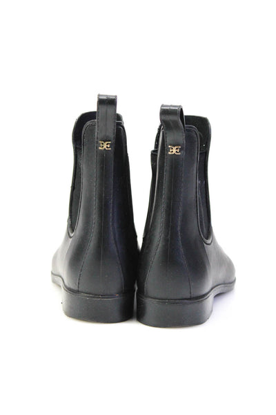 Sam Edelman Womens Elastic Ankle Chelsea Waterproof Rain Boots Black Size 9