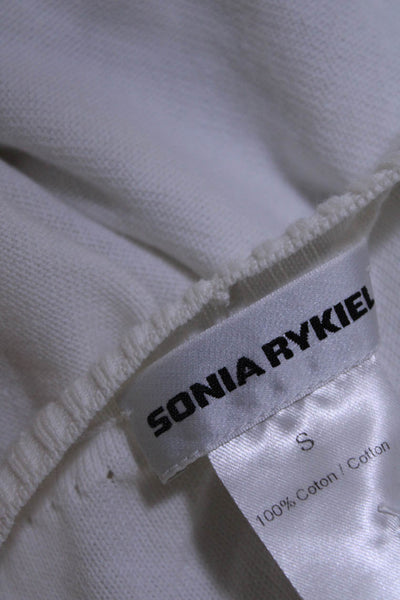 Sonia Rykiel Womens Oversize Dolman Sleeve Boxy Sweater White Cotton Size Small