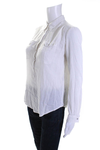 Calypso Saint Barth Womens Long Sleeve Woven Button Up Shirt Blouse White Small