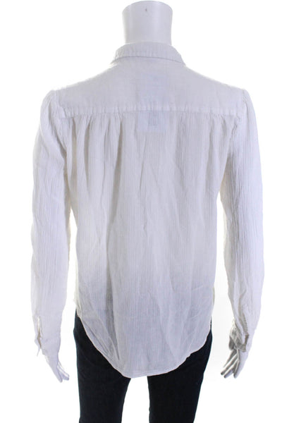 Calypso Saint Barth Womens Long Sleeve Woven Button Up Shirt Blouse White Small