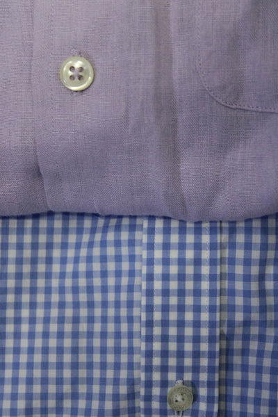 Joseph & Lyman Lacoste Mens Short Sleeve Gingham Linen Shirt Size 40 Small Lot 2