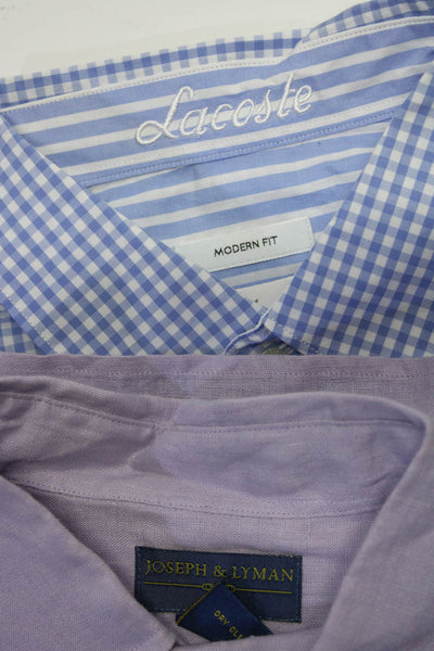 Joseph & Lyman Lacoste Mens Short Sleeve Gingham Linen Shirt Size 40 Small Lot 2