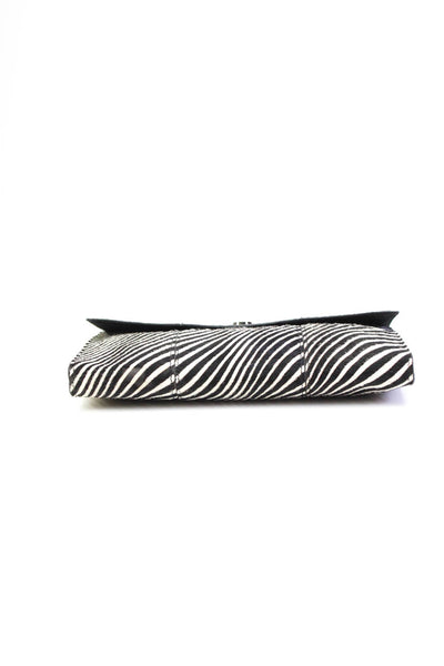 Club Monaco Womens Zebra Print Magnetic Clutch Handbag Black & White Medium