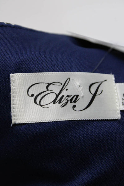 Eliza J Womens Blue Multi Floral Crew Neck Bell Long Sleeve Shift Dress Size 0