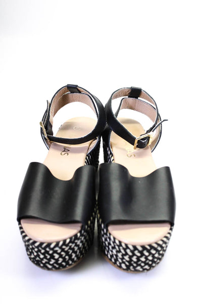 Kaanas Womens Black Ankle Strap Platform Wedge Sandals Shoes Size 7