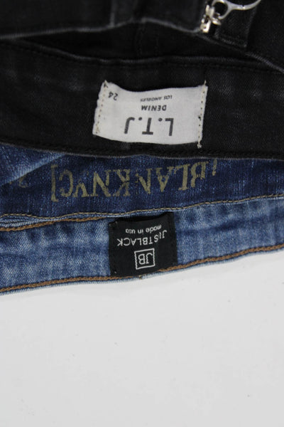 BLANKNYC Pistola Womens Fringe Hem Flared Low Rise Jeans Blue Size 24 Lot 2
