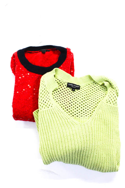 J Crew Central Park West Womens Sequined Knitted Sweaters Red Size L M Lot 2