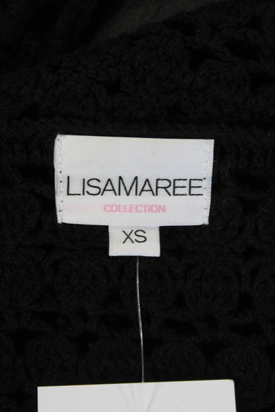 Lisa Maree Collection Women's Crochet Knit Open Front Cardigan Black Size XS