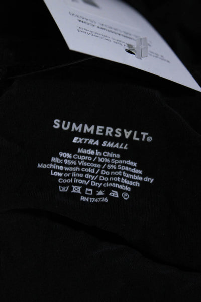 Summersalt Womens Ribbed Knit Trim Sleeveless Flared Hem Jumpsuit Black Size XS