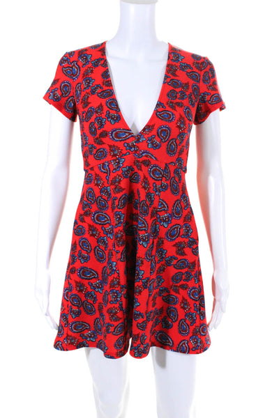 Show Me Your Mumu Women's Paisley Print V-NeckOpen Back  A-Line Dress Red Size S