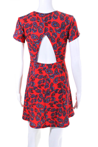 Show Me Your Mumu Women's Paisley Print V-NeckOpen Back  A-Line Dress Red Size S