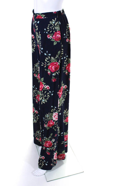 Show Me Your Mumu Women's Elastic Floral Print Wide Leg Pants Navy Size S