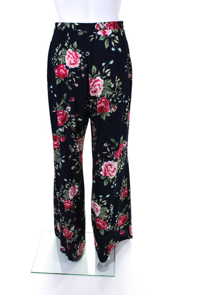 Show Me Your Mumu Women's Elastic Floral Print Wide Leg Pants Navy Size S