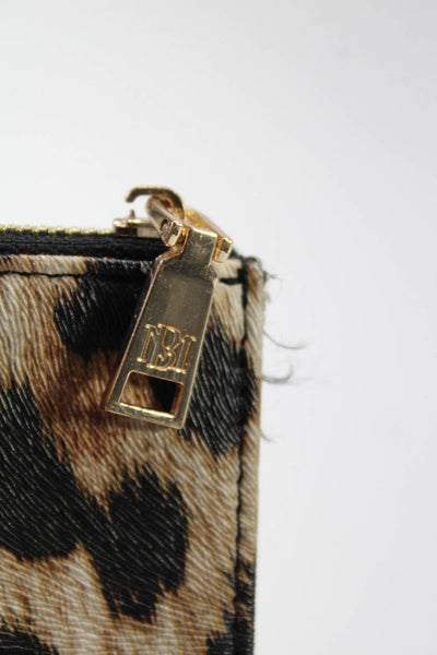 Badgley Mischka Womens Animal Print Gold Toned Hardware Snap Closure Wallet Tan