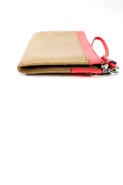 Coach Womens Leather Colorblock Zip Closure Wristlet Wallet Light Brown