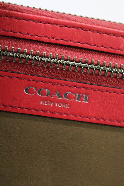 Coach Womens Leather Colorblock Zip Closure Wristlet Wallet Light Brown