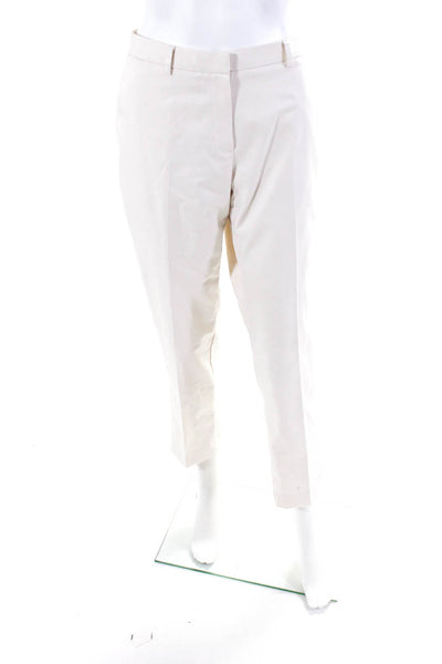 Brooks Brothers Women's Midrise Flat Front Straight Leg Ankle Pant Ivory Size 6