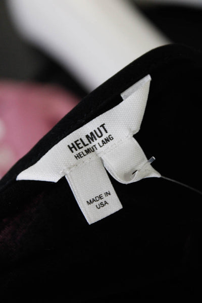 Helmut Helmut Lang Womens Chiffon Short Sleeve V-Neck Blouse Top Black Size PP