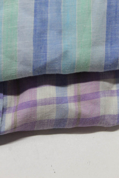 Saks Fifth Avenue Mens Striped Collared Buttoned Shirts Blue Purple Size S Lot 2