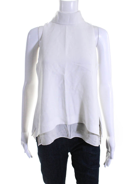 Elizabeth and James Womens Turtleneck Sleeveless Shell Top Blouse White Small