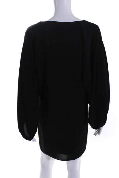 Amanda Uprichard Womens Dolman Sleeve V Neck Mini Shift Dress Black Size Small