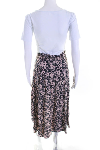 Lilya Womens Floral Wrap Belted Midi A Line Skirt Blue Light Pink Size Small