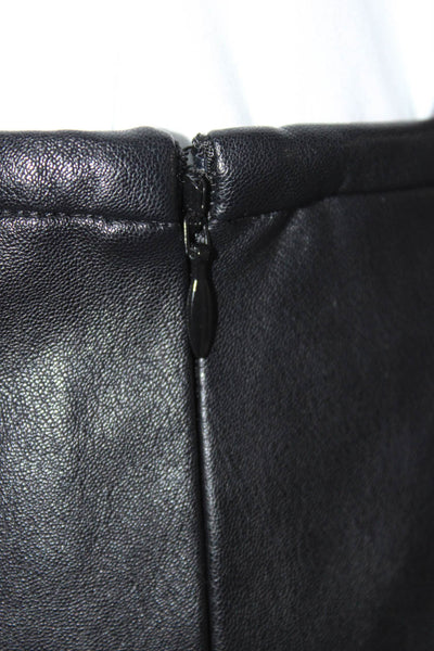Amanda Uprichard Womens Front Slit Faux Leather Pencil Skirt Black Size Small