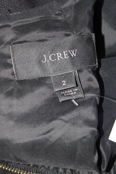 J Crew Womens Round Neck Long Sleeved Zippered Slit A Line Dress Black Size 2