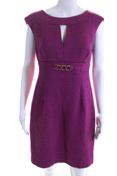 Trina Turk Womens Sleeveless Boat Neck Knee Length Pencil Dress Hot Pink Size 6