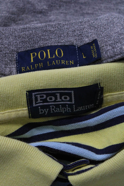 Polo Ralph Lauren Mens Short Sleeved Polo Shirts Gray Yellow Size L XL Lot 2