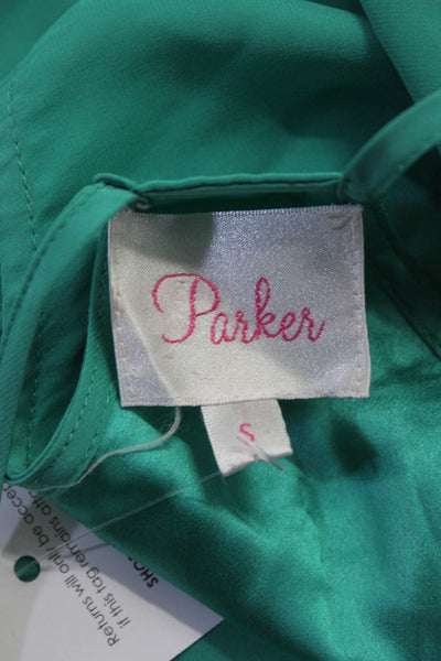 Parker Women's Silk V-neck Spaghetti Strap Blouse Green Size S