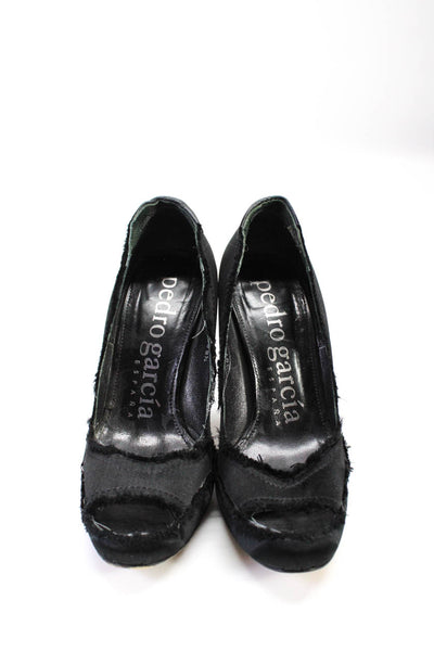 Pedro Garcia Womens Peep Toe Suede Stiletto High Heels Pumps Black Size 8.5
