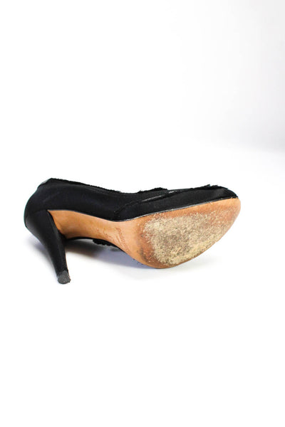 Pedro Garcia Womens Peep Toe Suede Stiletto High Heels Pumps Black Size 8.5