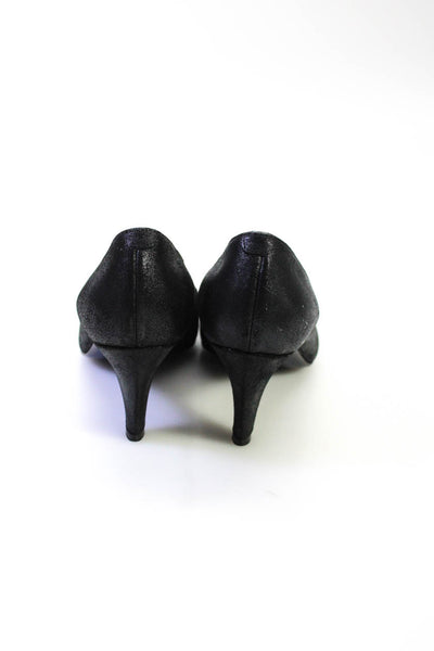 Boss Hugo Boss Womens Metallic Buckled Pointed Toe Cone Heels Black Size 6.5