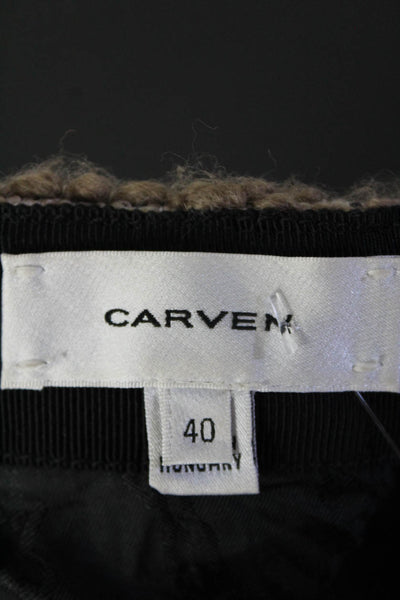 Carven Women's Zip A-Line Wool Mini Skirt Brown Size 40