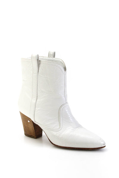 Semelle Women's Pointed Toe Tapered Heels Western  Ankle Bootie White Size 7.5