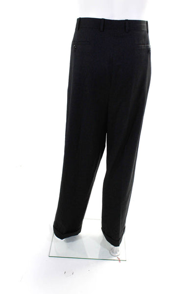 Zanella Mens Wool Pleated Front Mid-Rise Dress Pants Trousers Black Size 40