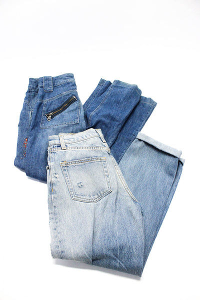 Joie Women's Midrise Zip Pockets Straight Leg Medium Wash Pant Size 25 Lot 2